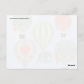 Niedliche Elefantenreiten Heißluftballons steigen Postkarte (Rückseite)