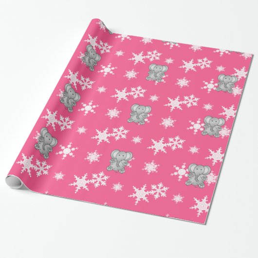 Niedliche Elefantenschneeflocken Geschenkpapier (Ungerollt)