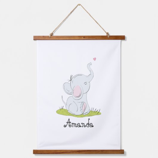 Niedliche Elefantenwand Wandteppich Mit Holzrahmen (Vorderseite)