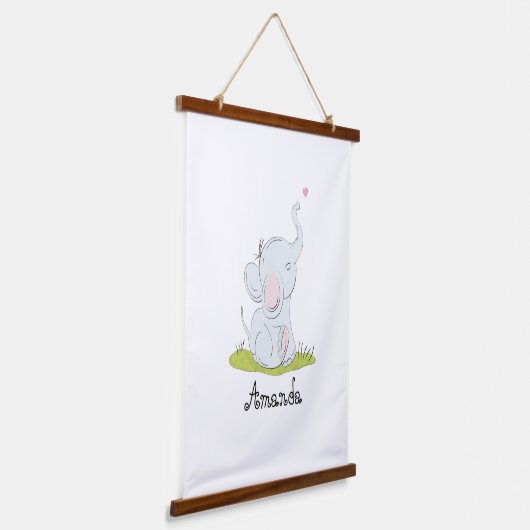 Niedliche Elefantenwand Wandteppich Mit Holzrahmen (Gewinkelt)