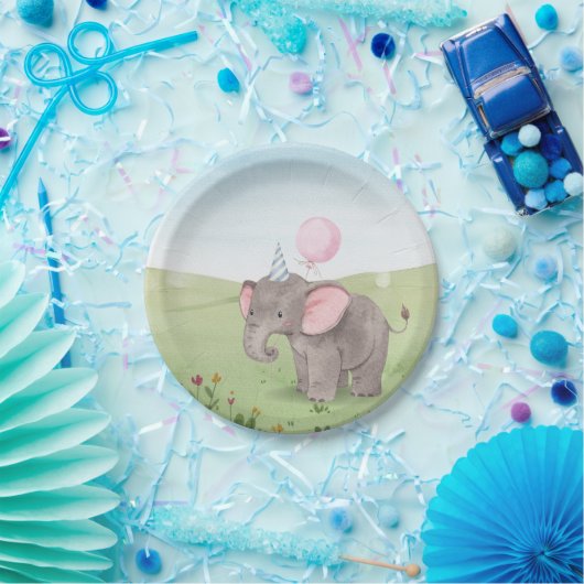 Niedliche Elefantenwasserfarbe Pappteller (Party)
