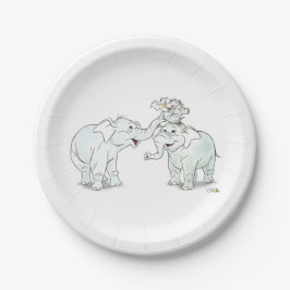 niedliche Elefantfamilien-Cartoon-Babydusche Pappteller
