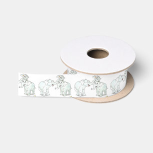 niedliche Elefantfamilien-Cartoon-Babydusche Satinband