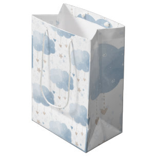 Niedliche Elegant Blue Ivory Clouds Stars Boy Dusc Mittlere Geschenktüte