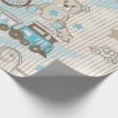 Niedliche Elegant Blue Ivory Stripes Toys Boy Dusc Geschenkpapier (Ecke)