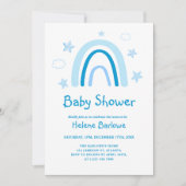 Niedliche Elegant Blue Rainbow Baby Dusche Einladung (Vorderseite)