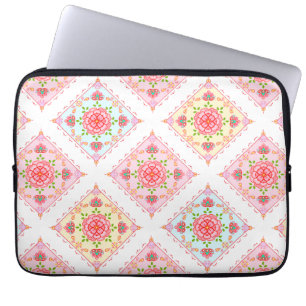 Niedliche Elegant-Blüte in Diamant Tiles-Muster Laptopschutzhülle