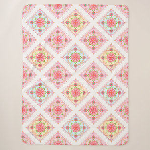 Niedliche Elegant-Blüte in Diamant Tiles-Muster Sherpadecke