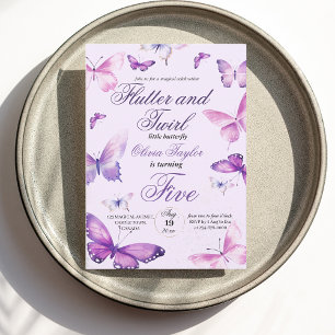 Niedliche Elegant Butterfly Girls 5. Geburtstag Einladung
