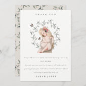 Niedliche Elegant Expectant Women Foliage Baby Dus Dankeskarte (Vorne/Hinten)