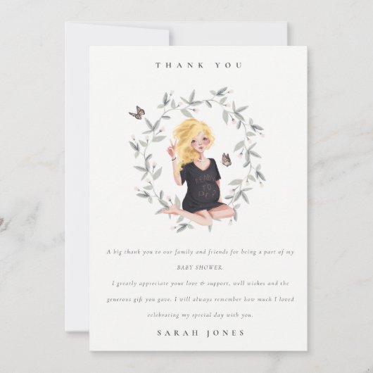 Niedliche Elegant Expectant Women Foliage Baby Dus Dankeskarte (Vorderseite)