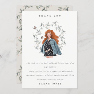 Niedliche Elegant Expectant Women Foliage Baby Dus Dankeskarte