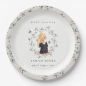 Niedliche Elegant Expectant Women Foliage Baby Dus Pappteller (Vorderseite)