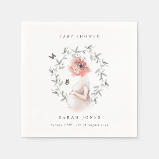 Niedliche Elegant Expectant Women Foliage Baby Dus Serviette (Vorderseite)