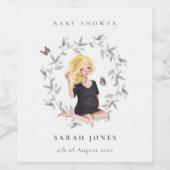 Niedliche Elegant Expectant Women Foliage Baby Dus Weinetikett (Einzelnes Label)