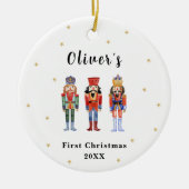 Niedliche Elegant Nutcracker Baby's First Christma Keramik Ornament (Vorne)
