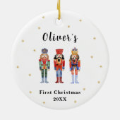 Niedliche Elegant Nutcracker Baby's First Christma Keramik Ornament (Hinten)