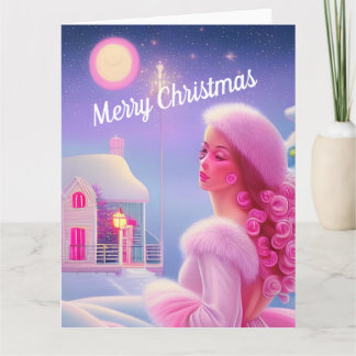 Niedliche Elegant Pink Girly Frohe Weihnachten Karte