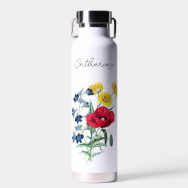 Niedliche Elegant Poppy Bluebells Daisy Blume Name Trinkflasche