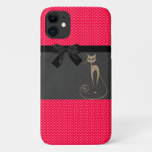 Niedliche Elegant Red Polka Dots Black Bow Cat Case-Mate iPhone Hülle (Rückseite)