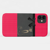 Niedliche Elegant Red Polka Dots Black Bow Cat Case-Mate iPhone Hülle (Rückseite (Horizontal))
