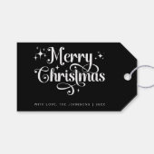 Niedliche Elegant Retro Schwarz und Weiß Frohe Wei Geschenkanhänger (Vorderseite (Horizontal))