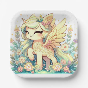 Niedliche Elegant Unicorn Babydusche Pappteller