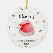 Niedliche Elegant Weihnachtsmannmütze Baby's First Keramik Ornament (Vorne)