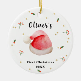 Niedliche Elegant Weihnachtsmannmütze Baby's First Keramik Ornament