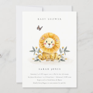 Niedliche Elegant Woodland Lion Foliage Babydusche Einladung