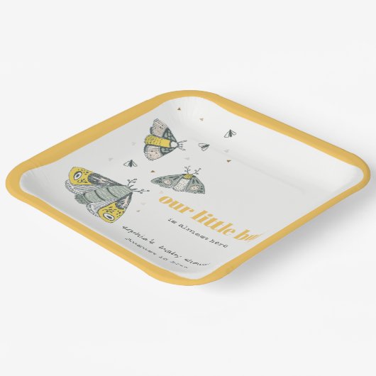 Niedliche Elegant Yellow Gray Little Bug Baby Dusc Pappteller (Gewinkelt)