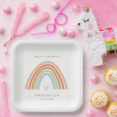 Niedliche elegante Blush Blue Heart Rainbow Baby D Pappteller (Party)