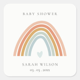 Niedliche elegante Blush Blue Heart Rainbow Baby D Quadratischer Aufkleber