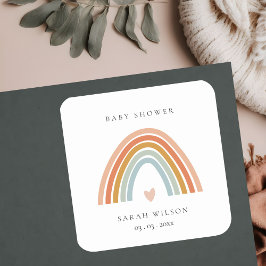 Niedliche elegante Blush Blue Heart Rainbow Baby D Quadratischer Aufkleber