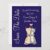 Niedliche elegante Cat Cartoon Purfect Pun Wedding Save The Date (Vorderseite)