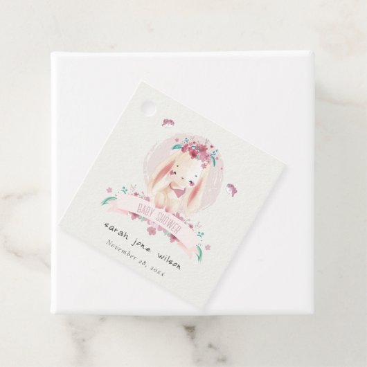 Niedliche elegante Rosa Bläserblüte & Birds Babydu Geschenkanhänger (Beispiel)