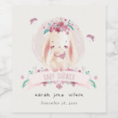 Niedliche elegante Rosa Bläserblüte & Birds Babydu Weinetikett (Einzelnes Label)