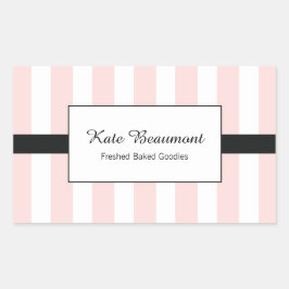 Niedliche, elegante rosa und weiße Streifen Rechteckiger Aufkleber