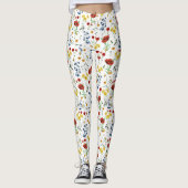 Niedliche elegante Wildblumen auf Weiß Leggings (Vorderseite)