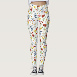Niedliche elegante Wildblumen auf Weiß Leggings