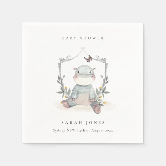 Niedliche elegante Yellow Baby Hippo Foliage Babyd Serviette (Vorderseite)