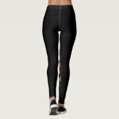 Niedliche Elegantin Girly Black Pink Floral Hummin Leggings (Rückseite)