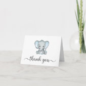 Niedliche Elephant Baby Boy Dusche Dankeskarte (Vorderseite)