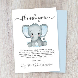 Niedliche Elephant Baby Boy Dusche Dankeskarte
