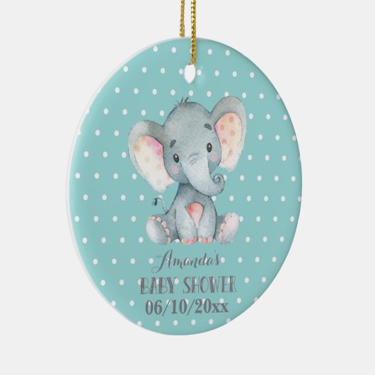 Niedliche Elephant Baby Dusche Aquamarin und grau Keramik Ornament (Rechts)