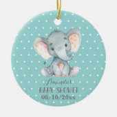 Niedliche Elephant Baby Dusche Aquamarin und grau Keramik Ornament (Vorne)