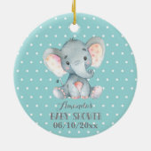 Niedliche Elephant Baby Dusche Aquamarin und grau Keramik Ornament (Hinten)