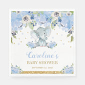 Niedliche Elephant Baby Dusche Blue Floral Serviette (Vorderseite)
