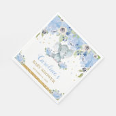 Niedliche Elephant Baby Dusche Blue Floral Serviette (Ecke)