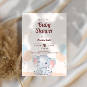 Niedliche Elephant Baby Dusche Einladung